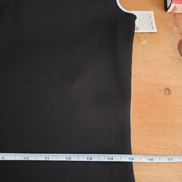 Bisou Jeans Medium Navy Blue Sleeveless Dress with Light Blue Trim NWT - Picture 9 of 12